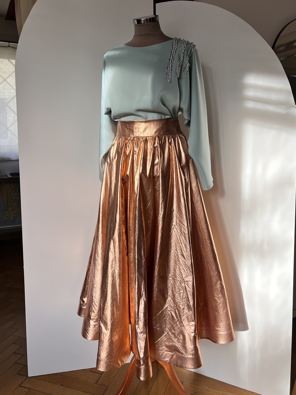 Bluză T crep mint - S M / 38-40 - imagine 2