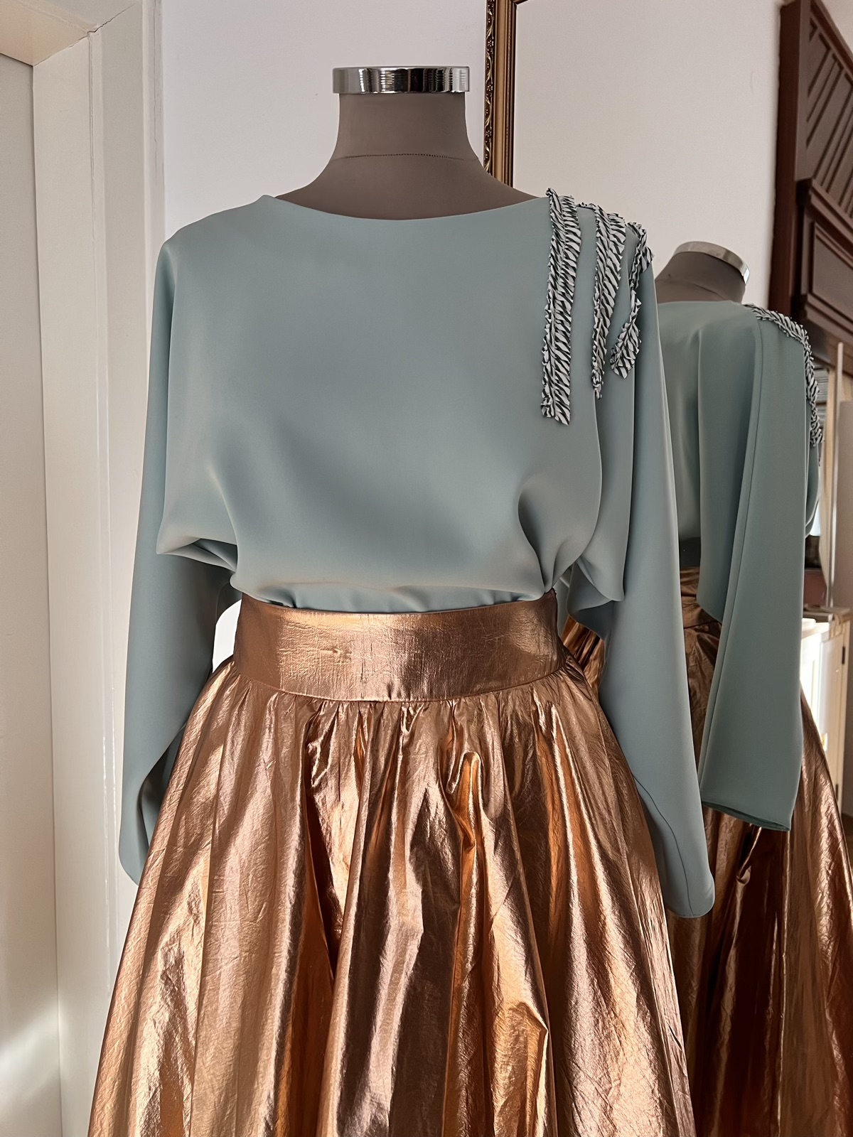 Bluză T crep mint - S M / 38-40