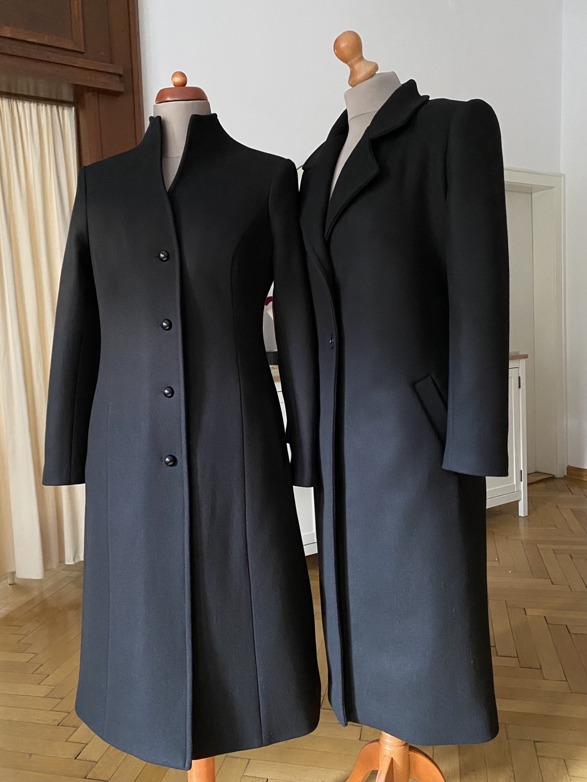 Palton negru croi clini accent talie - L/40 - imagine 8