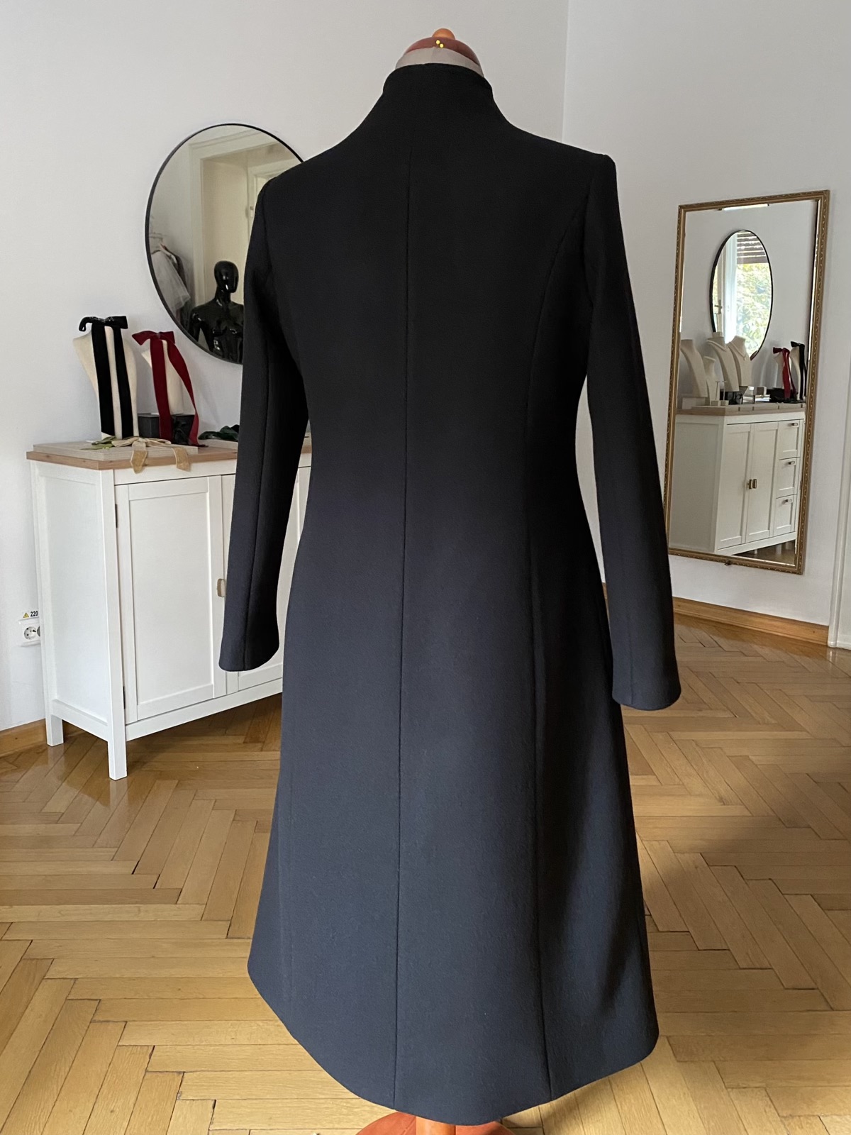 Palton negru croi clini accent talie - L/40 - imagine 3