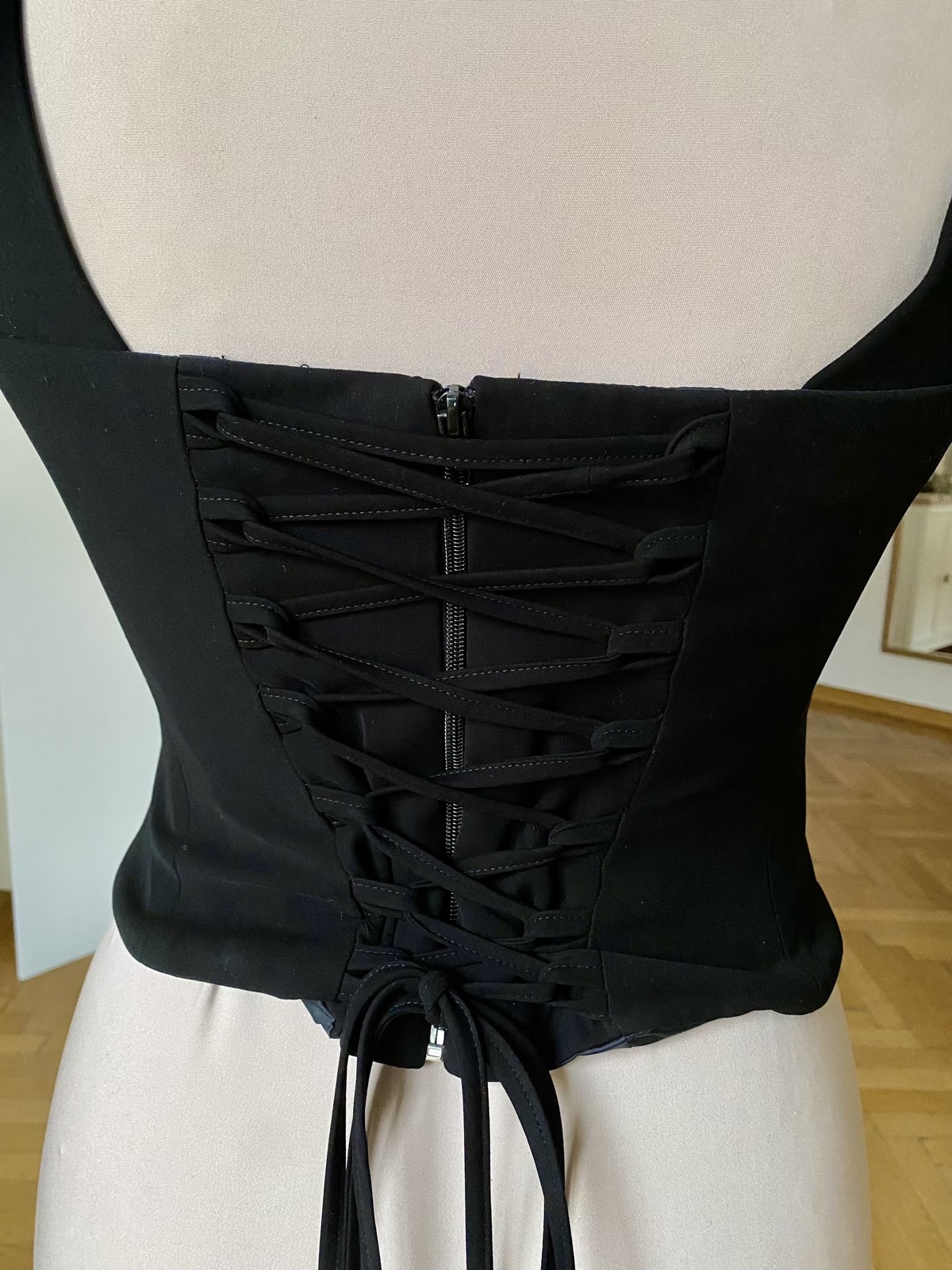 Corset crep negru cupe retro - XL/42 - imagine 2