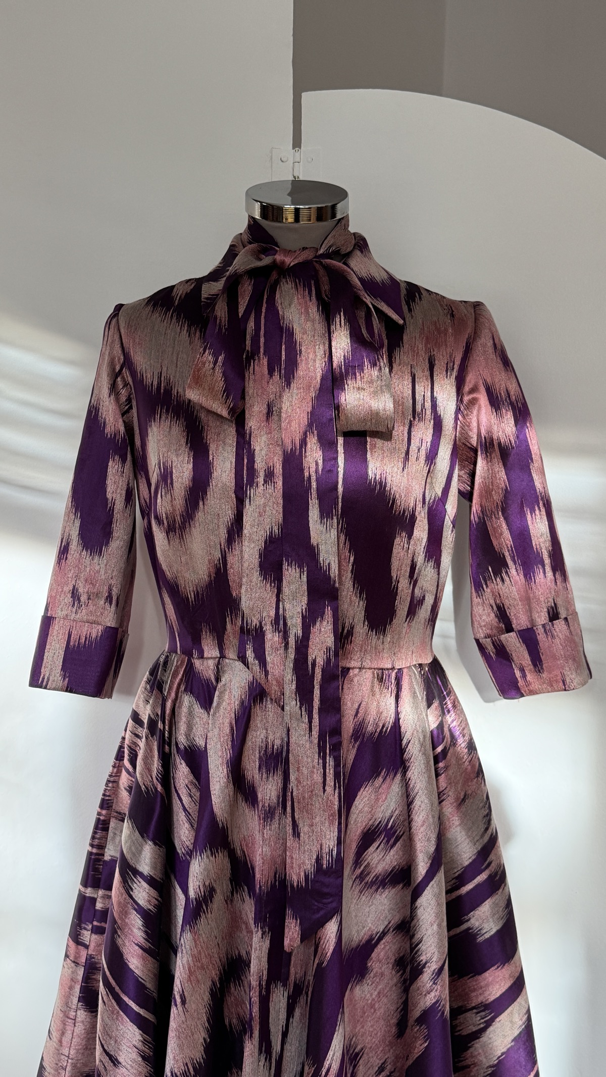 Rochia SHIRT devore matase cyclam - XL / 42 - imagine 4