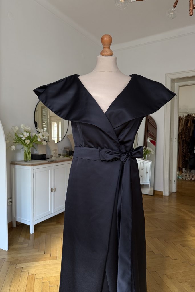 Rochie GULER tafta duchesse navy.