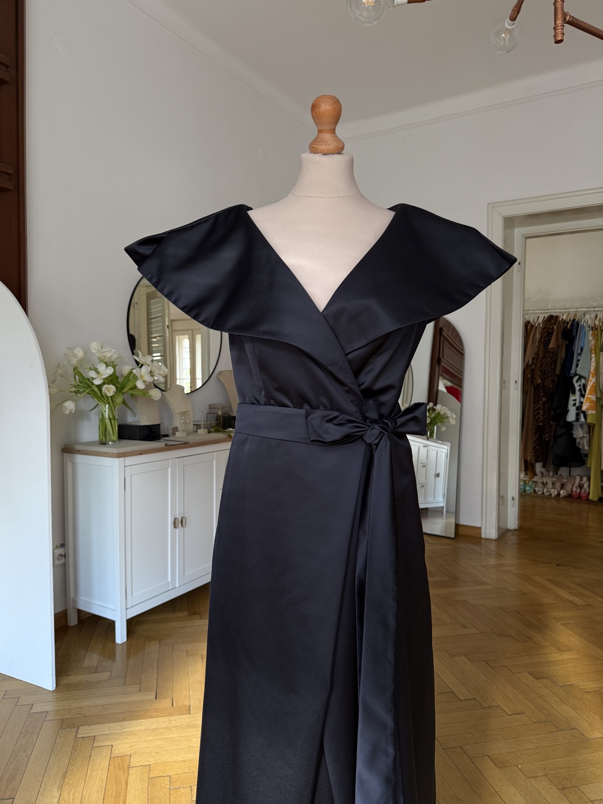 Rochie GULER tafta duchesse navy.