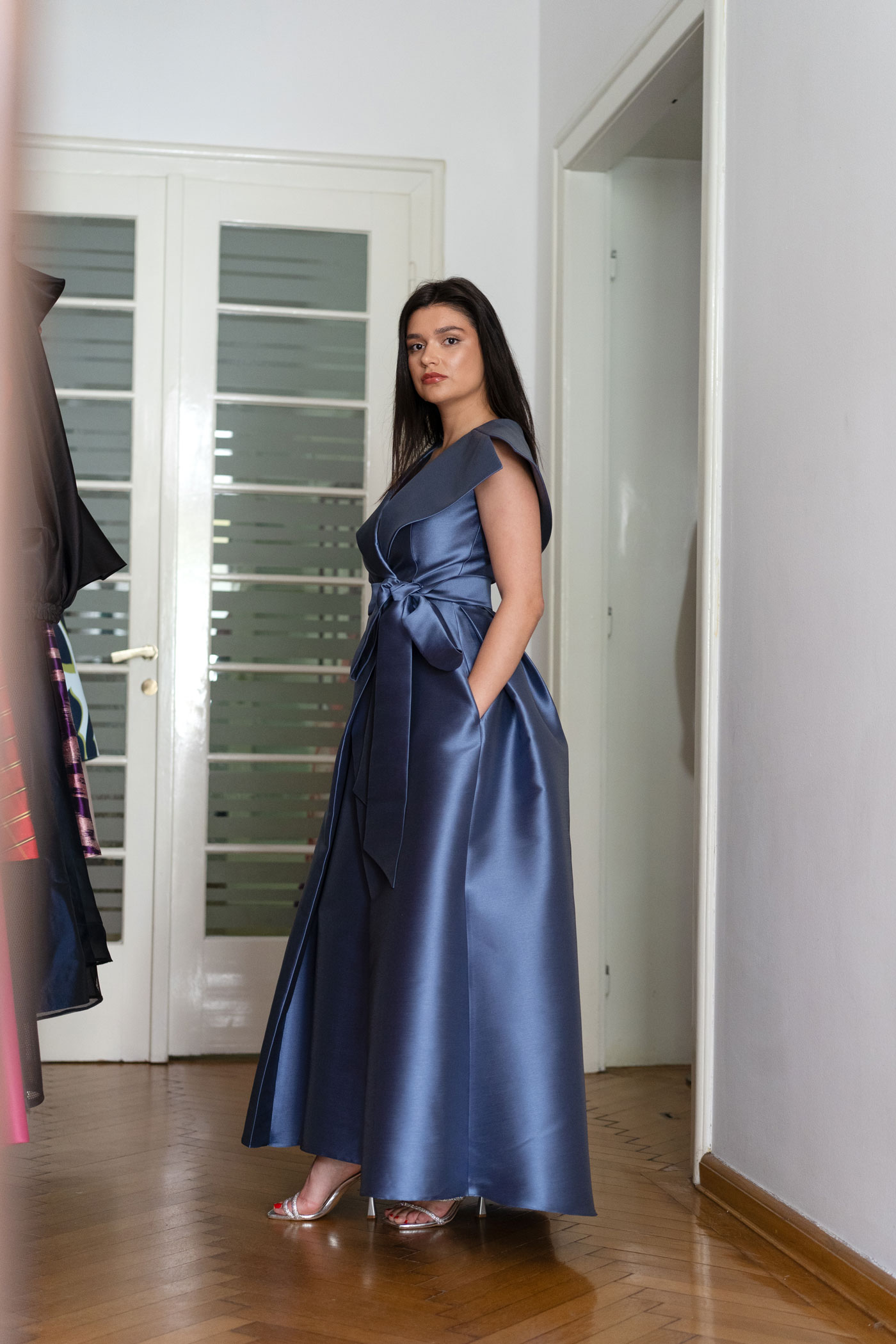 Rochie GULER tafta mikado blue - M / 38 - Image 3