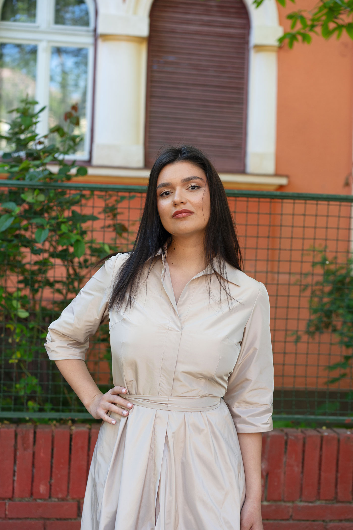 Rochia SHIRT tafta milkshake blush - L / 40